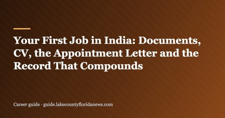 Your First Job in India: Documents, CV, the Appointment Letter and the Record That Compounds